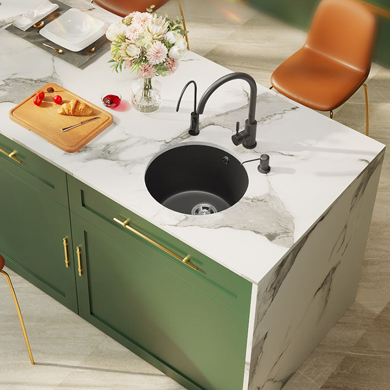 Quartz Kitchen Sink Undermount Round Shape Kitchen Bar Sink with Basket Strainer Clearhalo 'Home Improvement' 'home_improvement' 'home_improvement_kitchen_sinks' 'Kitchen Remodel & Kitchen Fixtures' 'Kitchen Sinks & Faucet Components' 'Kitchen Sinks' 'kitchen_sinks' 7357300