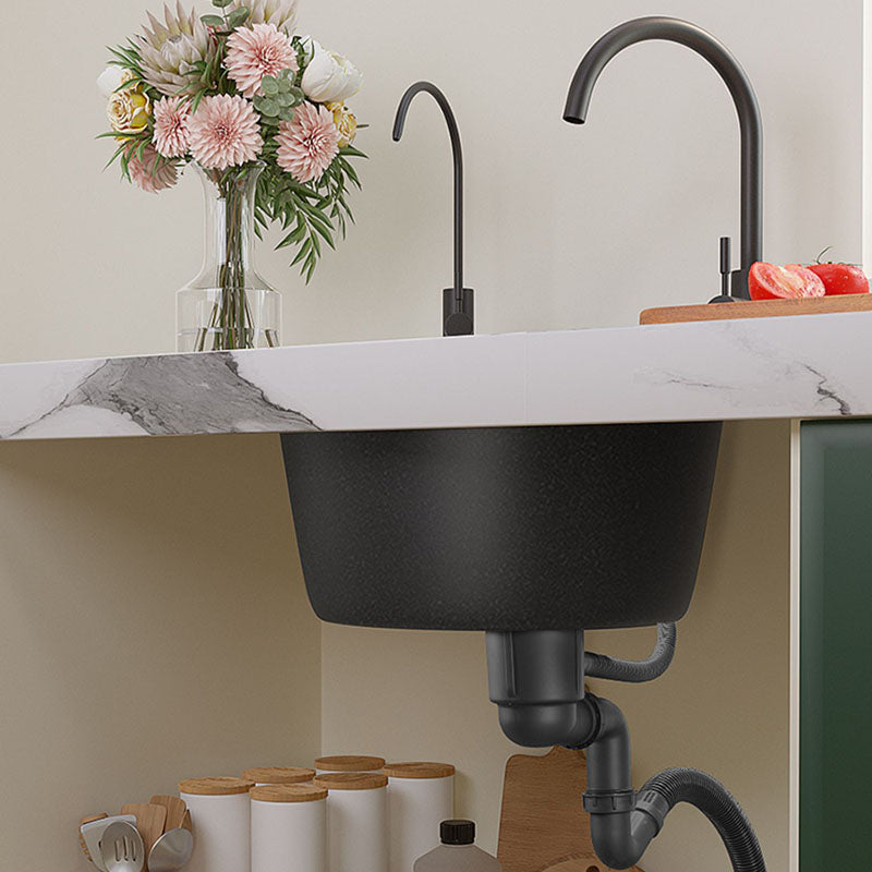 Quartz Kitchen Sink Undermount Round Shape Kitchen Bar Sink with Basket Strainer Clearhalo 'Home Improvement' 'home_improvement' 'home_improvement_kitchen_sinks' 'Kitchen Remodel & Kitchen Fixtures' 'Kitchen Sinks & Faucet Components' 'Kitchen Sinks' 'kitchen_sinks' 7357309