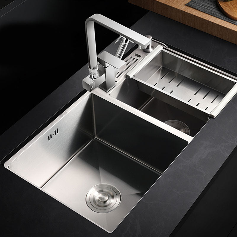 Modern Kitchen Bar Sink Stainless Steel with Basket Strainer Kitchen Sink Clearhalo 'Home Improvement' 'home_improvement' 'home_improvement_kitchen_sinks' 'Kitchen Remodel & Kitchen Fixtures' 'Kitchen Sinks & Faucet Components' 'Kitchen Sinks' 'kitchen_sinks' 7357338