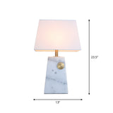 White Trapezoid Night Table Lighting Modern 1 Light Marble Desk Lamp with Fabric Shade for Bedside Clearhalo 'Lamps' 'Table Lamps' Lighting' 735739