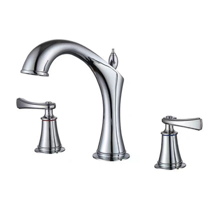 Deck Mounted Bathroom Faucet Modern Low Arc Roman Tub Faucet Trim Chrome Clearhalo 'Bathroom Remodel & Bathroom Fixtures' 'Bathtub Faucets' 'bathtub_faucets' 'Home Improvement' 'home_improvement' 'home_improvement_bathtub_faucets' 7357419