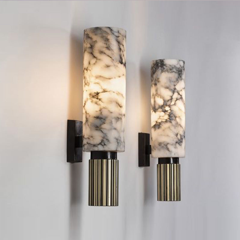 Cylinder Coffee House Wall Sconce Light Dolomite 1 Light Modernist Wall Mount Lamp in Black Clearhalo 'Modern wall lights' 'Modern' 'Wall Lamps & Sconces' 'Wall Lights' Lighting' 735749