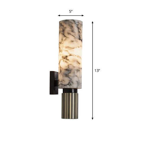 Cylinder Coffee House Wall Sconce Light Dolomite 1 Light Modernist Wall Mount Lamp in Black Clearhalo 'Modern wall lights' 'Modern' 'Wall Lamps & Sconces' 'Wall Lights' Lighting' 735751