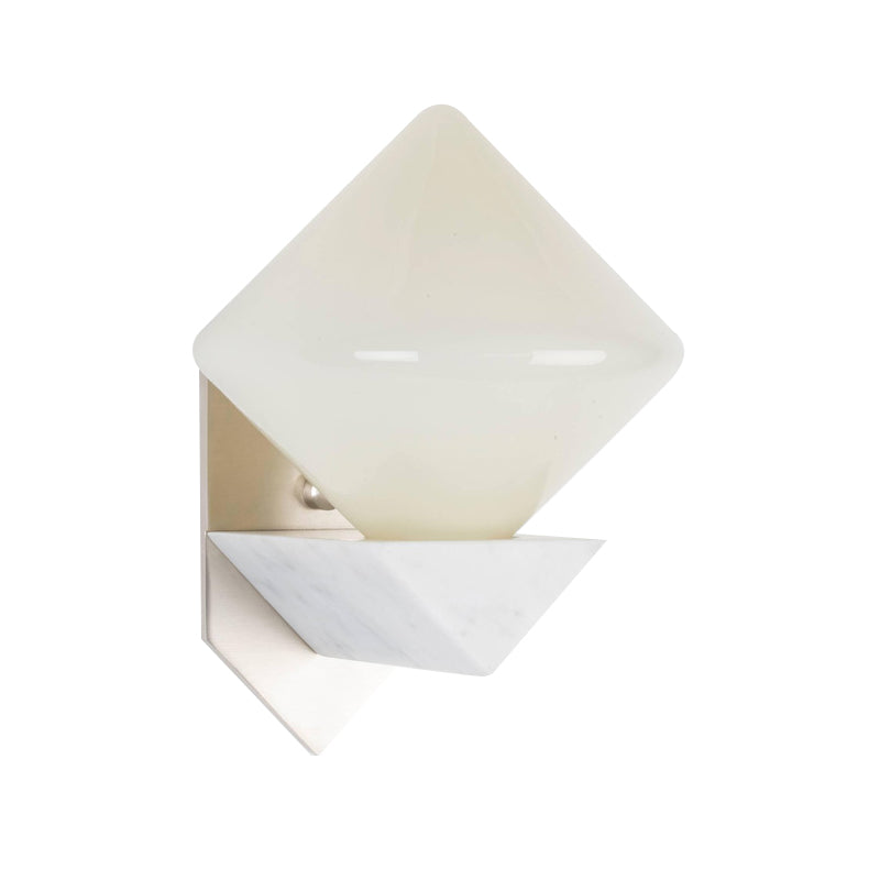 White Triangle Wall Mount Lighting Designer 1 Bulb Marble Wall Sconce with Diamond Opal Glass Shade Clearhalo 'Modern wall lights' 'Modern' 'Wall Lamps & Sconces' 'Wall Lights' Lighting' 735757