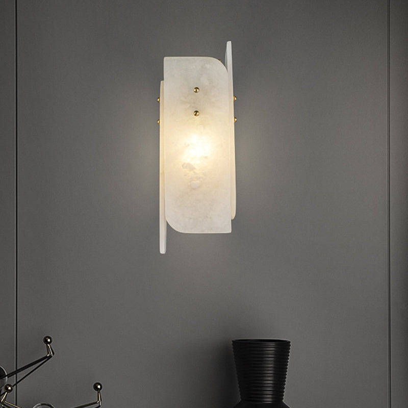 Rectangle Panel Sconce Lighting Modenrist Marble 1-Light Corner Wall Lamp Fixture in White White Clearhalo 'Modern wall lights' 'Modern' 'Wall Lamps & Sconces' 'Wall Lights' Lighting' 735760