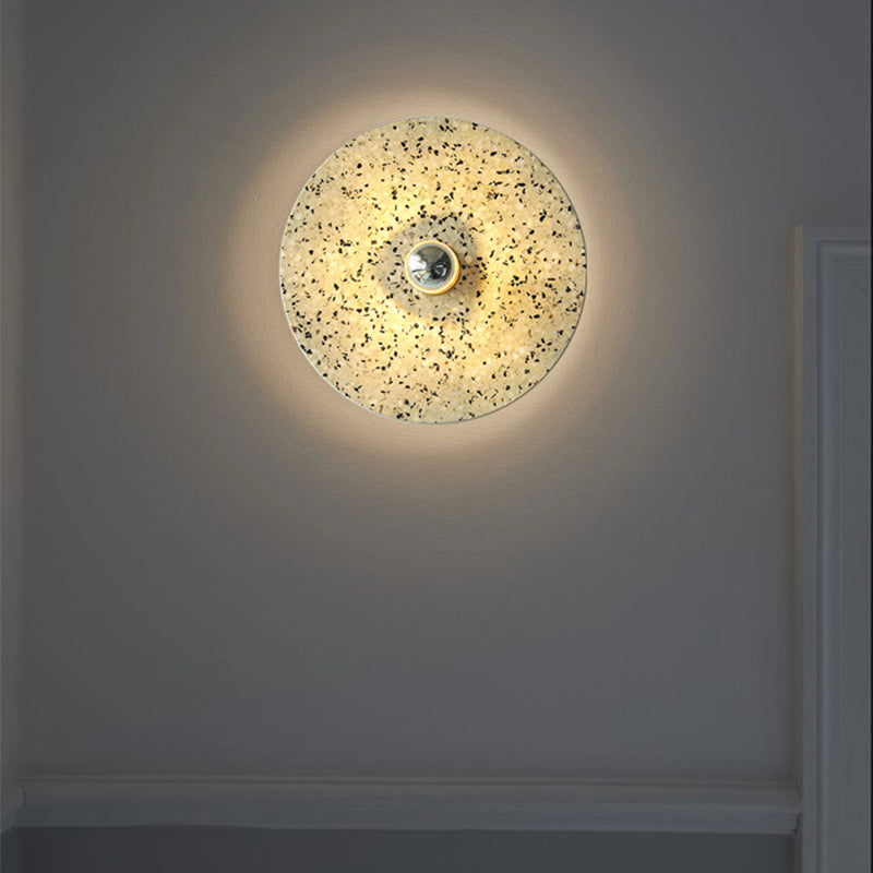 Terrazzo Plate Wall Mount Light Designer Style 1-Bulb Beige/Lake Blue Wall Lamp Sconce for Corridor Clearhalo 'Modern wall lights' 'Modern' 'Wall Lamps & Sconces' 'Wall Lights' Lighting' 735765