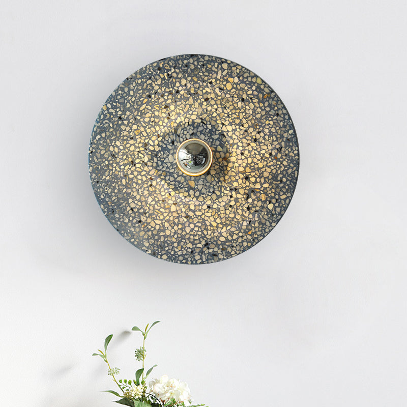 Terrazzo Plate Wall Mount Light Designer Style 1-Bulb Beige/Lake Blue Wall Lamp Sconce for Corridor Clearhalo 'Modern wall lights' 'Modern' 'Wall Lamps & Sconces' 'Wall Lights' Lighting' 735769