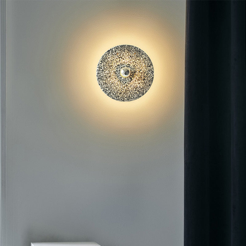 Terrazzo Plate Wall Mount Light Designer Style 1-Bulb Beige/Lake Blue Wall Lamp Sconce for Corridor Clearhalo 'Modern wall lights' 'Modern' 'Wall Lamps & Sconces' 'Wall Lights' Lighting' 735770