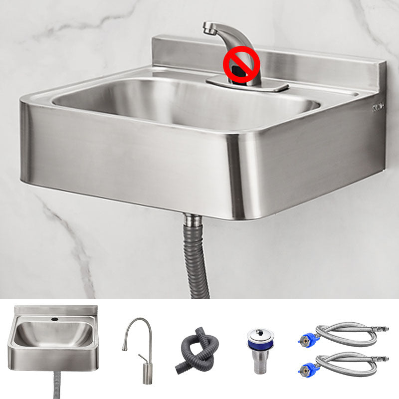 Contemporary Bathroom Sink with Pop-Up Drain Rectangular Metal Wall Mount Bathroom Sink Gooseneck Clearhalo 'Bathroom Remodel & Bathroom Fixtures' 'Bathroom Sinks & Faucet Components' 'Bathroom Sinks' 'bathroom_sink' 'Home Improvement' 'home_improvement' 'home_improvement_bathroom_sink' 7357920