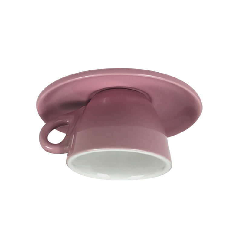 Coffee Cup Ceramics Flush Ceiling Lighting Macaron 1 Light Pink/Blue/Yellow Finish LED Flush Mounted Lamp Clearhalo 'Ceiling Lights' 'Close To Ceiling Lights' 'Close to ceiling' 'Flush mount' Lighting' 735801