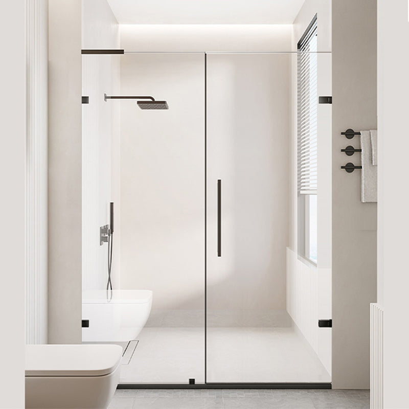 Laminated Glass Shower Bath Door Frameless Hinged Clear Shower Door Clearhalo 'Bathroom Remodel & Bathroom Fixtures' 'Home Improvement' 'home_improvement' 'home_improvement_shower_tub_doors' 'Shower and Tub Doors' 'shower_tub_doors' 'Showers & Bathtubs' 7358091