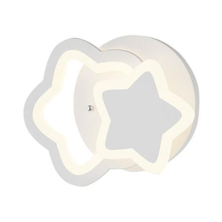 White Acrylic Wall Mount Light Modern Integrated Led Indoor Wall Lighting for Kids White Star Clearhalo 'Wall Lamps & Sconces' 'Wall Lights' Lighting' 73590