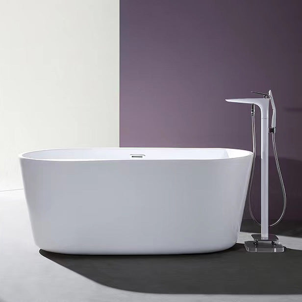 Antique Finish Soaking Bathtub Modern Back to Wall Oval Bath Tub 63"L x 31"W x 23"H Clearhalo 'Bathroom Remodel & Bathroom Fixtures' 'Bathtubs' 'Home Improvement' 'home_improvement' 'home_improvement_bathtubs' 'Showers & Bathtubs' 7359896