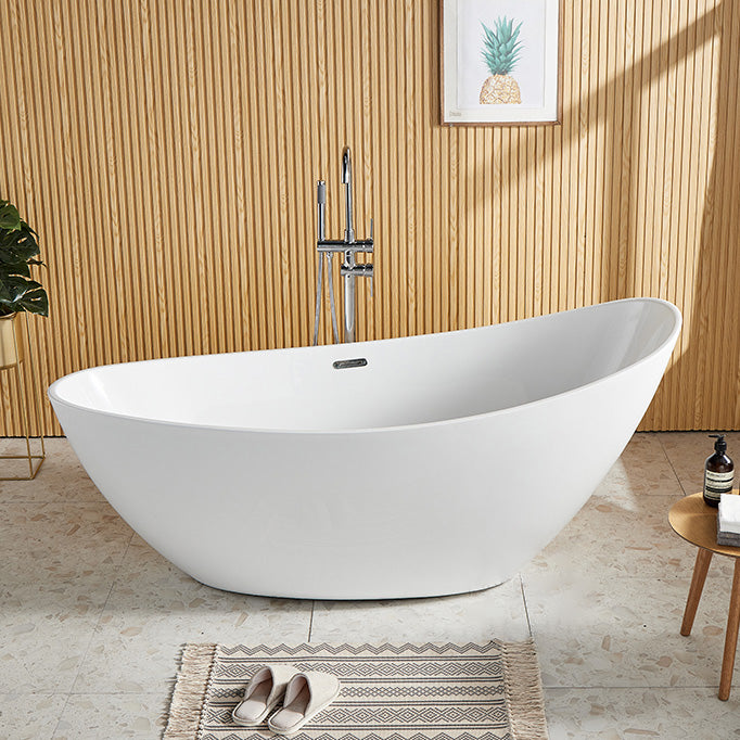 Antique Finish Oval Bathtub Stand Alone Modern Soaking Bath Tub 59"L x 31.5"W x 32"H Tub with Freestanding Tub Fillers Clearhalo 'Bathroom Remodel & Bathroom Fixtures' 'Bathtubs' 'Home Improvement' 'home_improvement' 'home_improvement_bathtubs' 'Showers & Bathtubs' 7359912