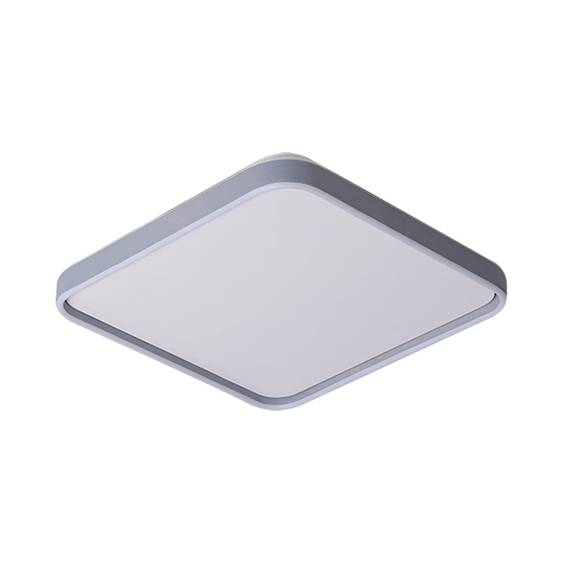 Acrylic Squared Ceiling Mounted Light Simple 16"/19.5" Wide LED Flush Lamp Fixture in Grey, White/Warm Light Clearhalo 'Ceiling Lights' 'Close To Ceiling Lights' 'Close to ceiling' 'Flush mount' Lighting' 736010