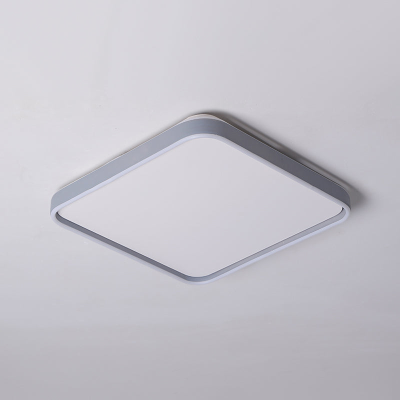 Acrylic Squared Ceiling Mounted Light Simple 16"/19.5" Wide LED Flush Lamp Fixture in Grey, White/Warm Light Clearhalo 'Ceiling Lights' 'Close To Ceiling Lights' 'Close to ceiling' 'Flush mount' Lighting' 736011