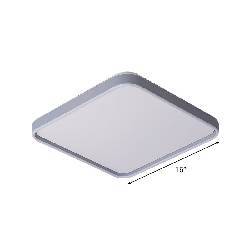 Acrylic Squared Ceiling Mounted Light Simple 16"/19.5" Wide LED Flush Lamp Fixture in Grey, White/Warm Light Clearhalo 'Ceiling Lights' 'Close To Ceiling Lights' 'Close to ceiling' 'Flush mount' Lighting' 736012