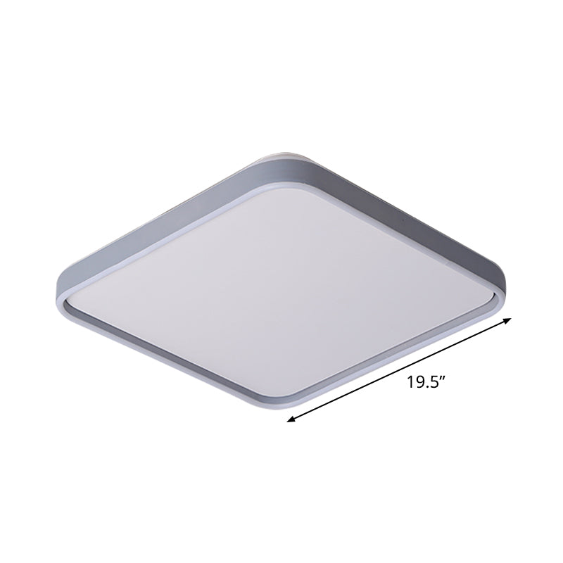 Acrylic Squared Ceiling Mounted Light Simple 16"/19.5" Wide LED Flush Lamp Fixture in Grey, White/Warm Light Clearhalo 'Ceiling Lights' 'Close To Ceiling Lights' 'Close to ceiling' 'Flush mount' Lighting' 736013