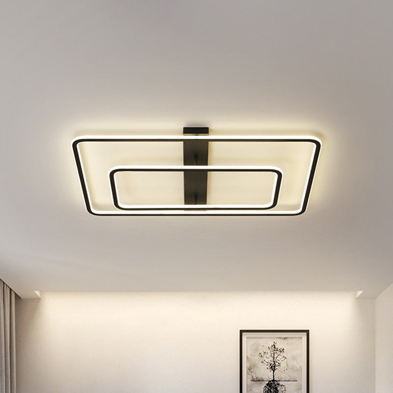 Rectangle Frame Acrylic Flush Light Fixture Simple LED Black Flush Mounted Lamp in Warm/White Light Black Clearhalo 'Ceiling Lights' 'Close To Ceiling Lights' 'Close to ceiling' 'Flush mount' Lighting' 736036