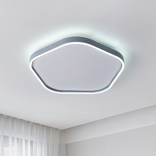 Minimalism Pentagon Ceiling Mounted Fixture Acrylic 16"/19.5" Width LED Bedroom Flushmount Light in Grey, White/Warm Light Grey Clearhalo 'Ceiling Lights' 'Close To Ceiling Lights' 'Close to ceiling' 'Flush mount' Lighting' 736040