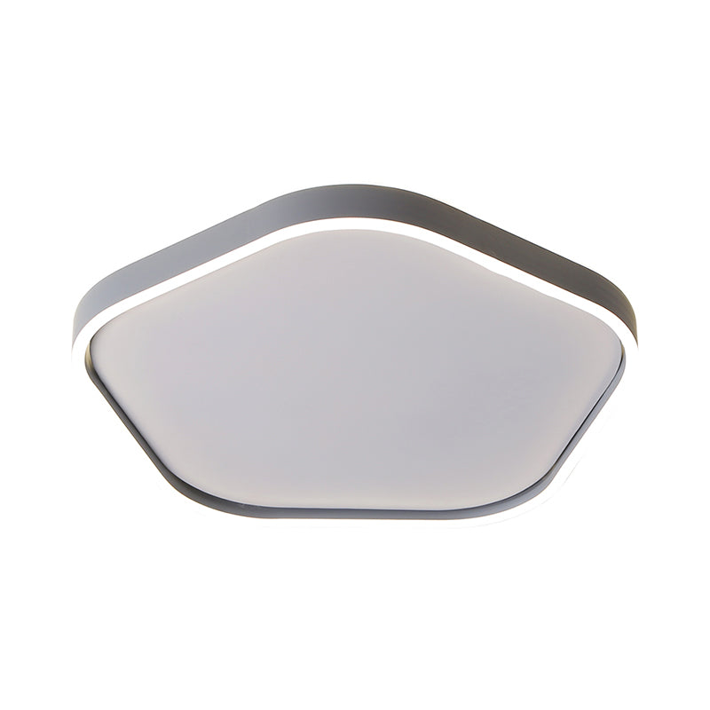 Minimalism Pentagon Ceiling Mounted Fixture Acrylic 16"/19.5" Width LED Bedroom Flushmount Light in Grey, White/Warm Light Clearhalo 'Ceiling Lights' 'Close To Ceiling Lights' 'Close to ceiling' 'Flush mount' Lighting' 736041