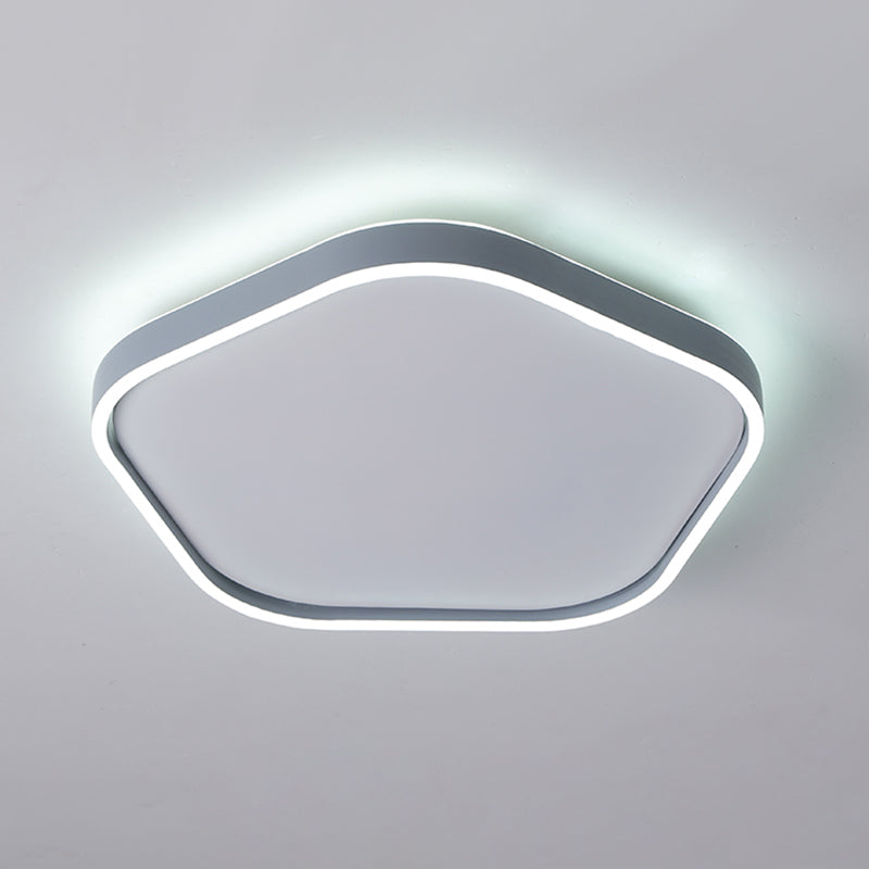 Minimalism Pentagon Ceiling Mounted Fixture Acrylic 16"/19.5" Width LED Bedroom Flushmount Light in Grey, White/Warm Light Clearhalo 'Ceiling Lights' 'Close To Ceiling Lights' 'Close to ceiling' 'Flush mount' Lighting' 736042