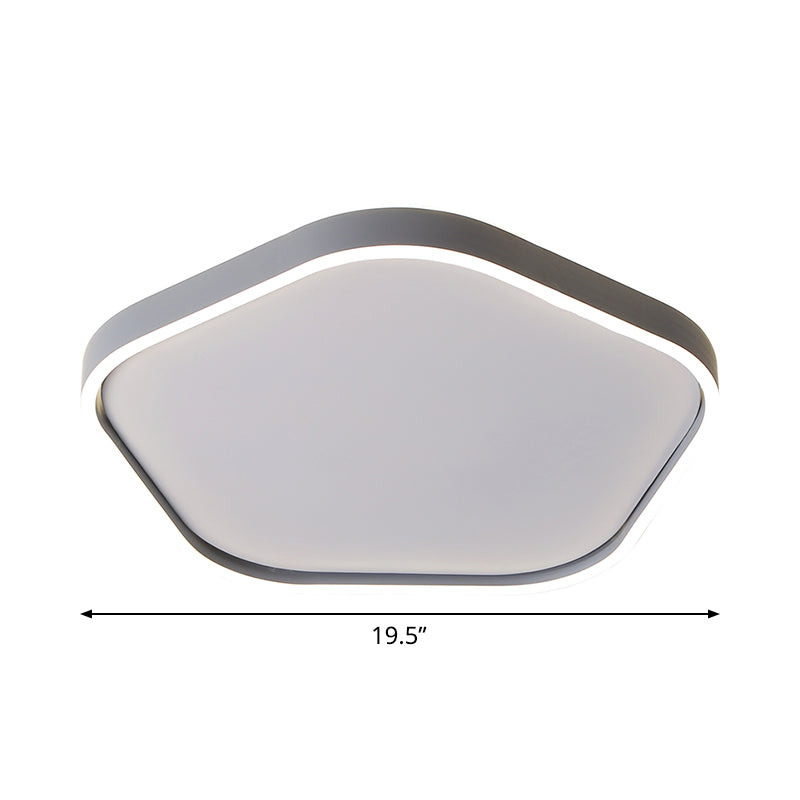 Minimalism Pentagon Ceiling Mounted Fixture Acrylic 16"/19.5" Width LED Bedroom Flushmount Light in Grey, White/Warm Light Clearhalo 'Ceiling Lights' 'Close To Ceiling Lights' 'Close to ceiling' 'Flush mount' Lighting' 736044