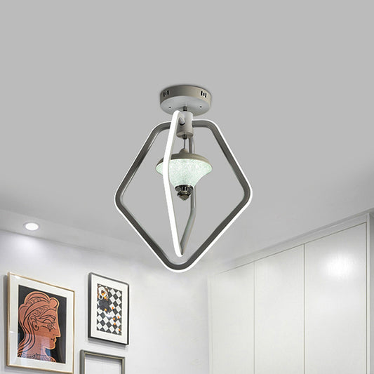 Acrylic Dual-Pentagon Semi-Flush Mount Simple LED Flush Ceiling Light in White for Corridor White Clearhalo 'Ceiling Lights' 'Close To Ceiling Lights' 'Close to ceiling' 'Semi-flushmount' Lighting' 736055