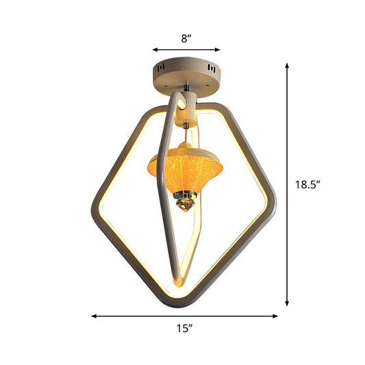 Acrylic Dual-Pentagon Semi-Flush Mount Simple LED Flush Ceiling Light in White for Corridor Clearhalo 'Ceiling Lights' 'Close To Ceiling Lights' 'Close to ceiling' 'Semi-flushmount' Lighting' 736058