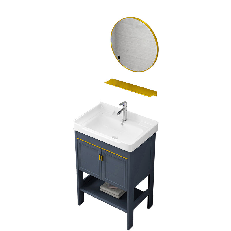 Glam Bathroom Sink Vanity Freestanding Single-Sink Bathroom Vanity Set Vanity & Faucet & Mirrors 24"L x 16"W x 33"H Clearhalo 'Bathroom Remodel & Bathroom Fixtures' 'Bathroom Vanities' 'bathroom_vanities' 'Home Improvement' 'home_improvement' 'home_improvement_bathroom_vanities' 7360886