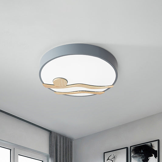 White/Grey Finish Round Ceiling Mounted Light Modern LED Iron Flushmount Lamp for Bedroom, 16"/19.5" Wide Clearhalo 'Ceiling Lights' 'Close To Ceiling Lights' 'Close to ceiling' 'Flush mount' Lighting' 736088