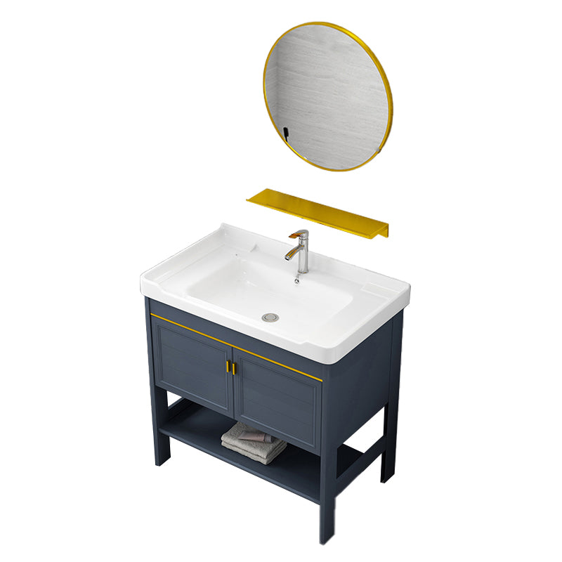 Glam Bathroom Sink Vanity Freestanding Single-Sink Bathroom Vanity Set Vanity & Faucet & Mirrors 32"L x 19"W x 33"H Clearhalo 'Bathroom Remodel & Bathroom Fixtures' 'Bathroom Vanities' 'bathroom_vanities' 'Home Improvement' 'home_improvement' 'home_improvement_bathroom_vanities' 7360890