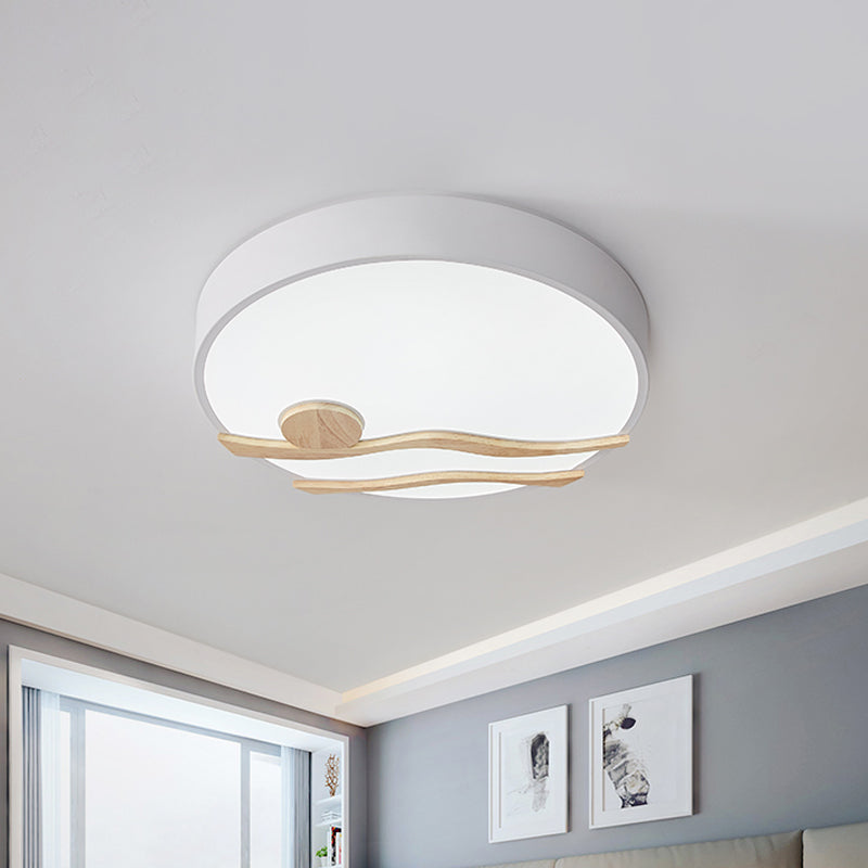 White/Grey Finish Round Ceiling Mounted Light Modern LED Iron Flushmount Lamp for Bedroom, 16"/19.5" Wide White Clearhalo 'Ceiling Lights' 'Close To Ceiling Lights' 'Close to ceiling' 'Flush mount' Lighting' 736092