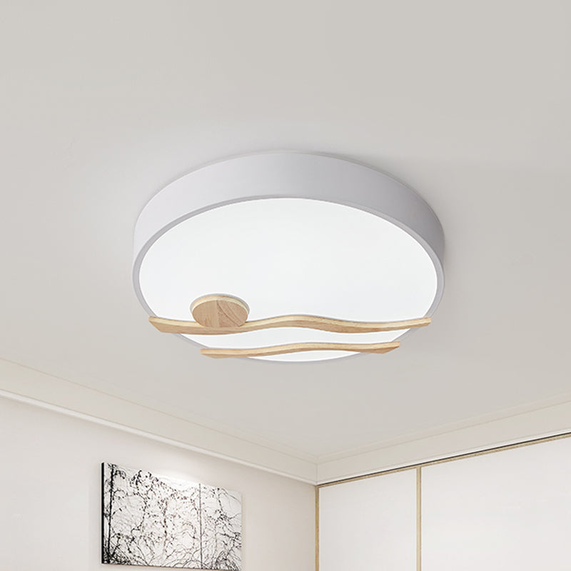 White/Grey Finish Round Ceiling Mounted Light Modern LED Iron Flushmount Lamp for Bedroom, 16"/19.5" Wide Clearhalo 'Ceiling Lights' 'Close To Ceiling Lights' 'Close to ceiling' 'Flush mount' Lighting' 736093