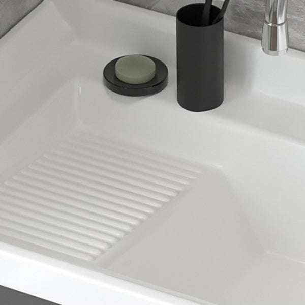 Wall Mount Glam Bath Vanity Gray Ceramic Single-Sink Rectangular Vanity Set Clearhalo 'Bathroom Remodel & Bathroom Fixtures' 'Bathroom Vanities' 'bathroom_vanities' 'Home Improvement' 'home_improvement' 'home_improvement_bathroom_vanities' 7360931