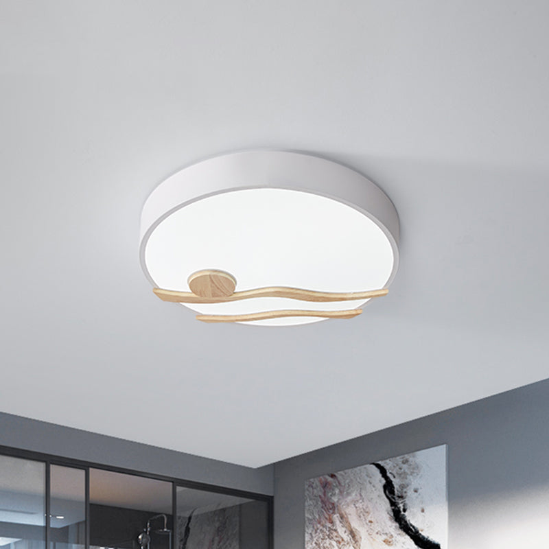 White/Grey Finish Round Ceiling Mounted Light Modern LED Iron Flushmount Lamp for Bedroom, 16"/19.5" Wide Clearhalo 'Ceiling Lights' 'Close To Ceiling Lights' 'Close to ceiling' 'Flush mount' Lighting' 736094