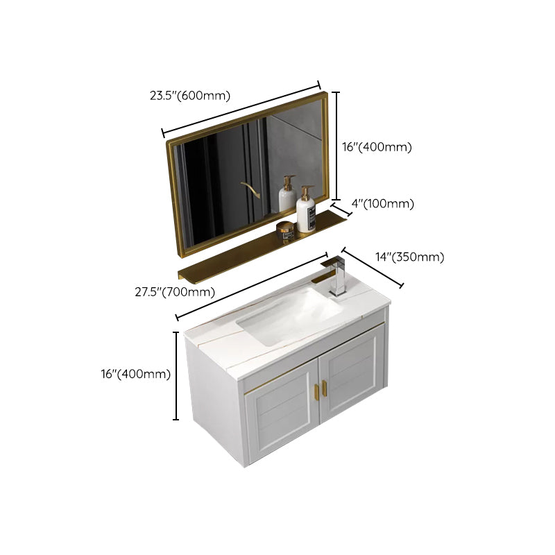 Glam Single Sink Vanity Wall Mount Metal Base Rectangular Bath Vanity Clearhalo 'Bathroom Remodel & Bathroom Fixtures' 'Bathroom Vanities' 'bathroom_vanities' 'Home Improvement' 'home_improvement' 'home_improvement_bathroom_vanities' 7360990