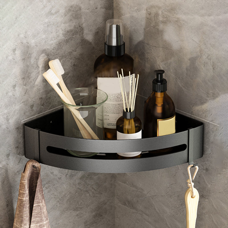 Metal Silver Bathroom Accessory Set Modern 1/2/3 - Piece Bath Shelf Anti-rust Black 1 Piece Triangle Clearhalo 'Bathroom Hardware Sets' 'Bathroom Hardware' 'Bathroom Remodel & Bathroom Fixtures' 'bathroom_hardware_sets' 'Home Improvement' 'home_improvement' 'home_improvement_bathroom_hardware_sets' 7361009