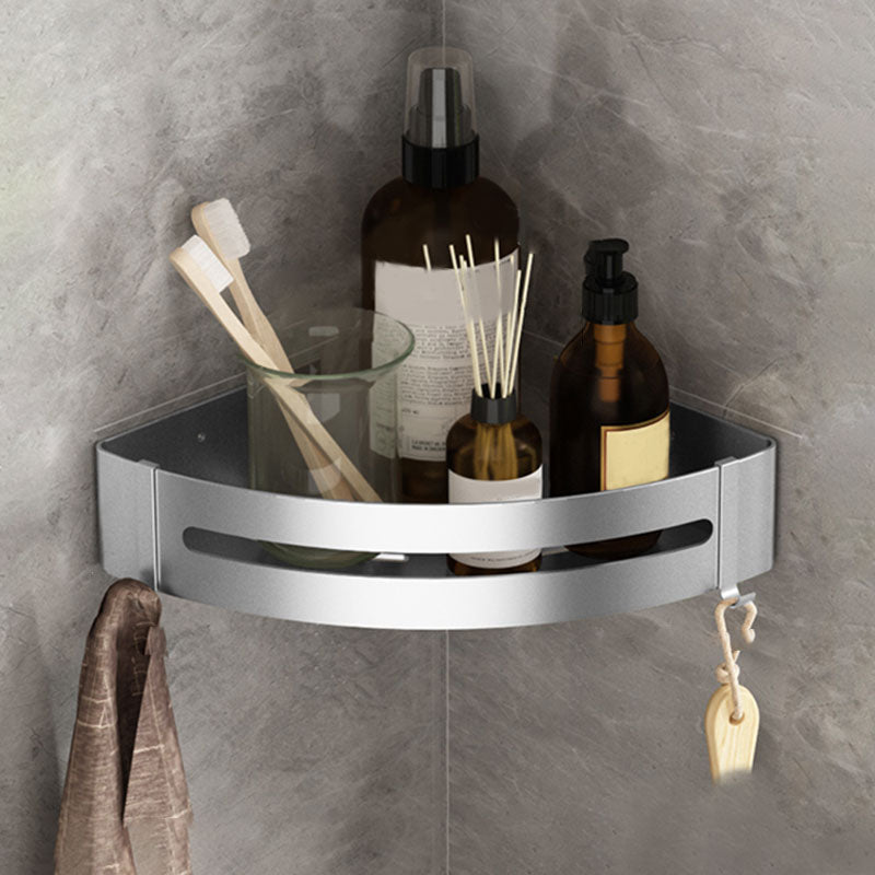 Metal Silver Bathroom Accessory Set Modern 1/2/3 - Piece Bath Shelf Anti-rust Silver 1 Piece Triangle Clearhalo 'Bathroom Hardware Sets' 'Bathroom Hardware' 'Bathroom Remodel & Bathroom Fixtures' 'bathroom_hardware_sets' 'Home Improvement' 'home_improvement' 'home_improvement_bathroom_hardware_sets' 7361014