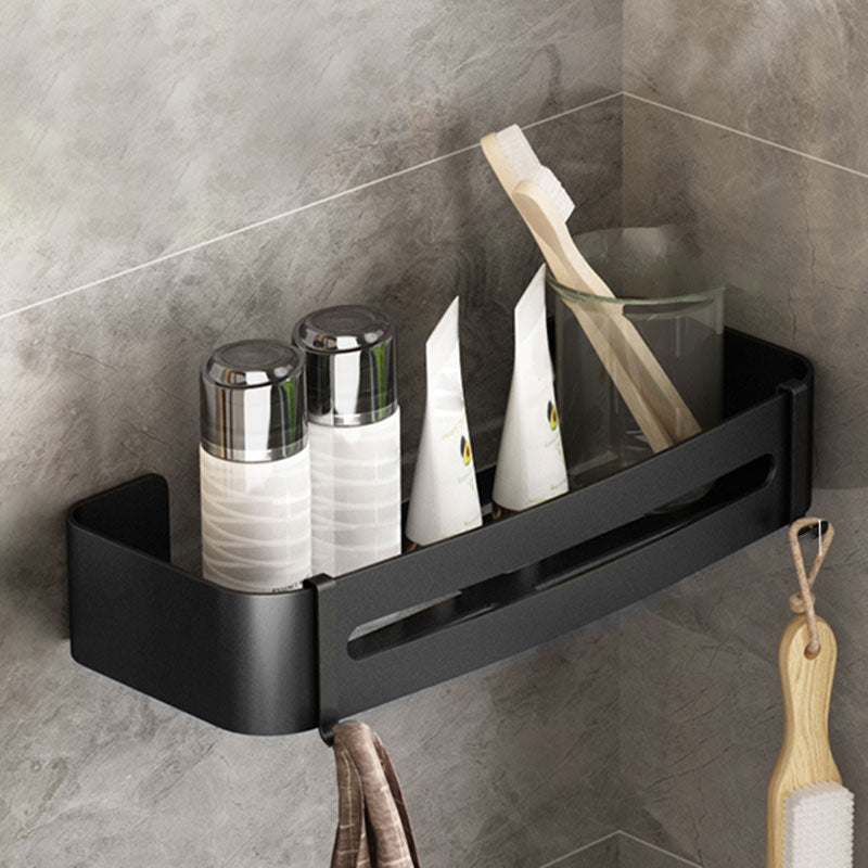 Metal Silver Bathroom Accessory Set Modern 1/2/3 - Piece Bath Shelf Anti-rust Black 1 Piece Rectangle Clearhalo 'Bathroom Hardware Sets' 'Bathroom Hardware' 'Bathroom Remodel & Bathroom Fixtures' 'bathroom_hardware_sets' 'Home Improvement' 'home_improvement' 'home_improvement_bathroom_hardware_sets' 7361021