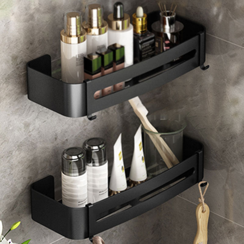 Metal Silver Bathroom Accessory Set Modern 1/2/3 - Piece Bath Shelf Anti-rust Black 2 Piece Set Rectangle Clearhalo 'Bathroom Hardware Sets' 'Bathroom Hardware' 'Bathroom Remodel & Bathroom Fixtures' 'bathroom_hardware_sets' 'Home Improvement' 'home_improvement' 'home_improvement_bathroom_hardware_sets' 7361022