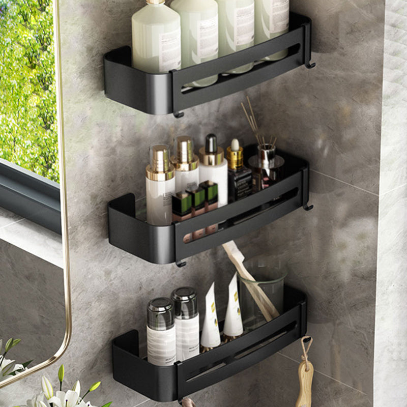 Metal Silver Bathroom Accessory Set Modern 1/2/3 - Piece Bath Shelf Anti-rust Black 3 Piece Set Rectangle Clearhalo 'Bathroom Hardware Sets' 'Bathroom Hardware' 'Bathroom Remodel & Bathroom Fixtures' 'bathroom_hardware_sets' 'Home Improvement' 'home_improvement' 'home_improvement_bathroom_hardware_sets' 7361024