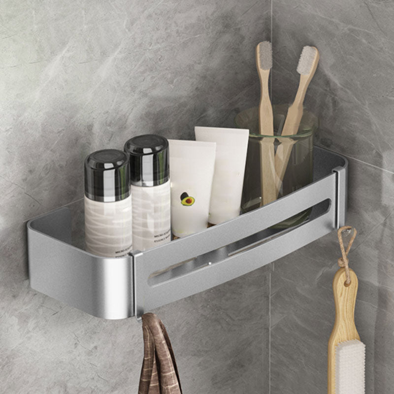 Silver Bathroom Accessory Set Modern Anti-rust 1/2/3 - Piece Bath Shelf -  Clearhalo