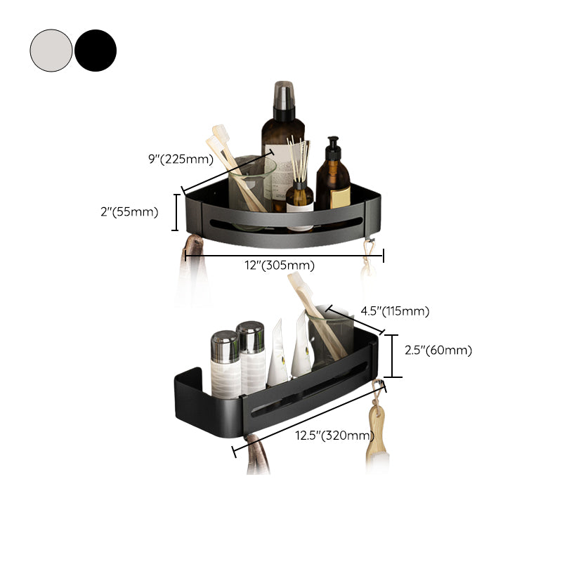 Metal Silver Bathroom Accessory Set Modern 1/2/3 - Piece Bath Shelf Anti-rust Clearhalo 'Bathroom Hardware Sets' 'Bathroom Hardware' 'Bathroom Remodel & Bathroom Fixtures' 'bathroom_hardware_sets' 'Home Improvement' 'home_improvement' 'home_improvement_bathroom_hardware_sets' 7361028