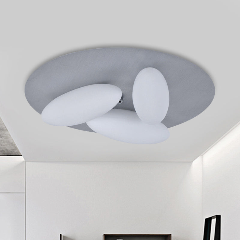 Rice Grain Shape Flush Mount Lighting Modernism White Glass 3/5 Heads Living Room Flush Ceiling Lamp 3 White Clearhalo 'Ceiling Lights' 'Close To Ceiling Lights' 'Close to ceiling' 'Flush mount' Lighting' 736118