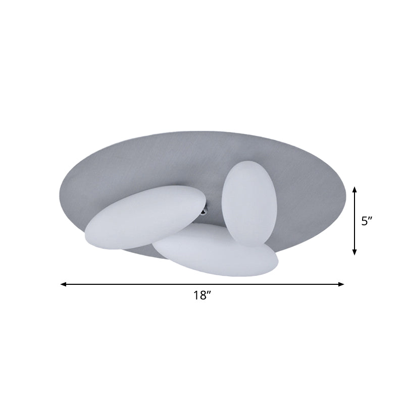 Rice Grain Shape Flush Mount Lighting Modernism White Glass 3/5 Heads Living Room Flush Ceiling Lamp Clearhalo 'Ceiling Lights' 'Close To Ceiling Lights' 'Close to ceiling' 'Flush mount' Lighting' 736121