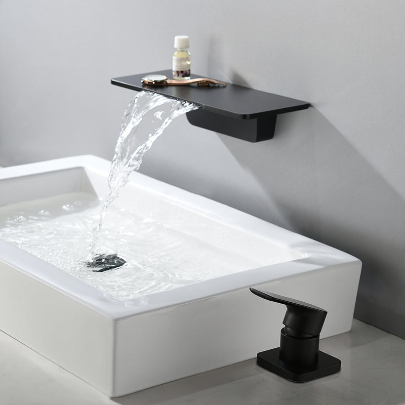 Waterfall Tub Faucet Trim Wall Mounted Low Arc Bath Faucet Trim Clearhalo 'Bathroom Remodel & Bathroom Fixtures' 'Bathtub Faucets' 'bathtub_faucets' 'Home Improvement' 'home_improvement' 'home_improvement_bathtub_faucets' 7361781