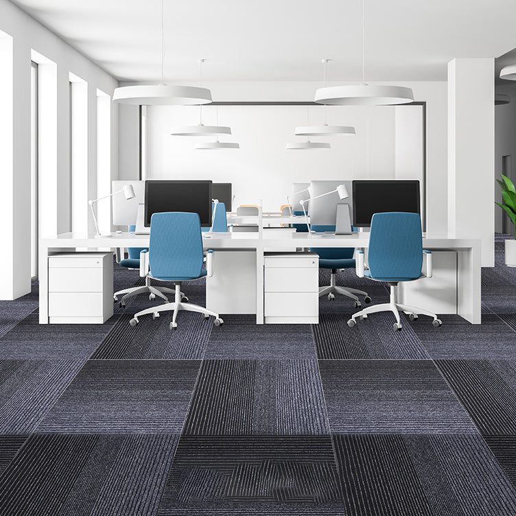 Modern Carpet Tiles Level Loop Glue Down Fire Resistant Carpet Floor Tile Denim Blue 40-Piece Set Clearhalo 'Carpet Tiles & Carpet Squares' 'carpet_tiles_carpet_squares' 'Flooring 'Home Improvement' 'home_improvement' 'home_improvement_carpet_tiles_carpet_squares' Walls and Ceiling' 7361923