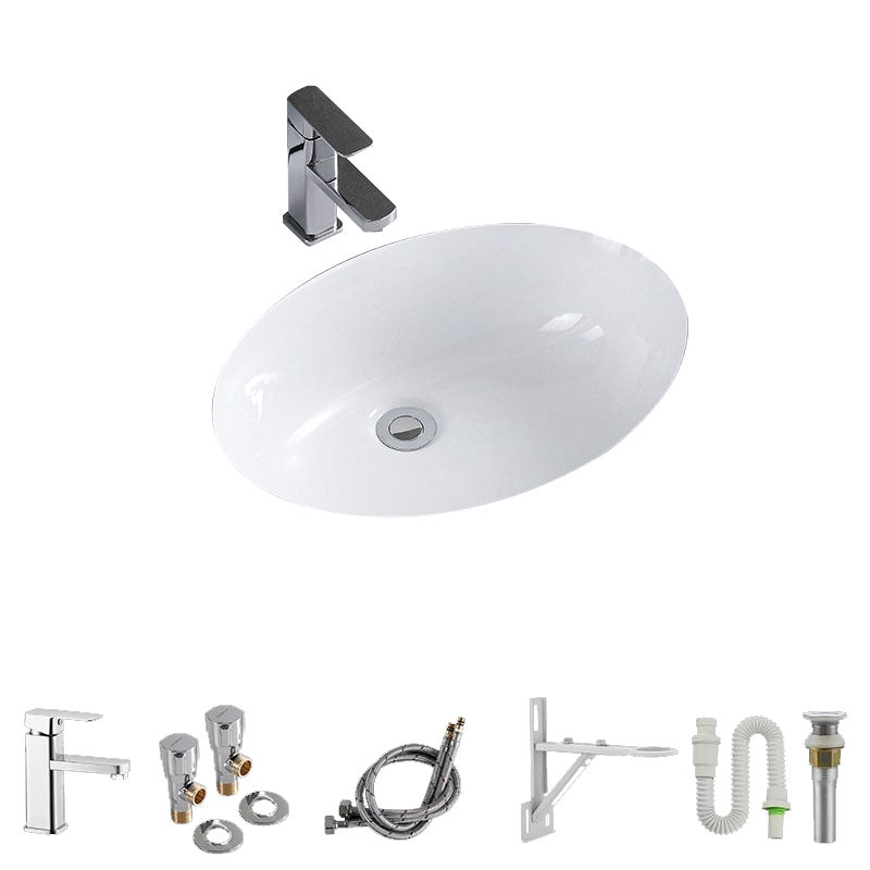 Modern Undermount Vanity Sink Porcelain Shut-Off Valve Included Bathroom Sink 22"L x 16.9"W x 7.9"H Sink with Faucet Clearhalo 'Bathroom Remodel & Bathroom Fixtures' 'Bathroom Sinks & Faucet Components' 'Bathroom Sinks' 'bathroom_sink' 'Home Improvement' 'home_improvement' 'home_improvement_bathroom_sink' 7362467