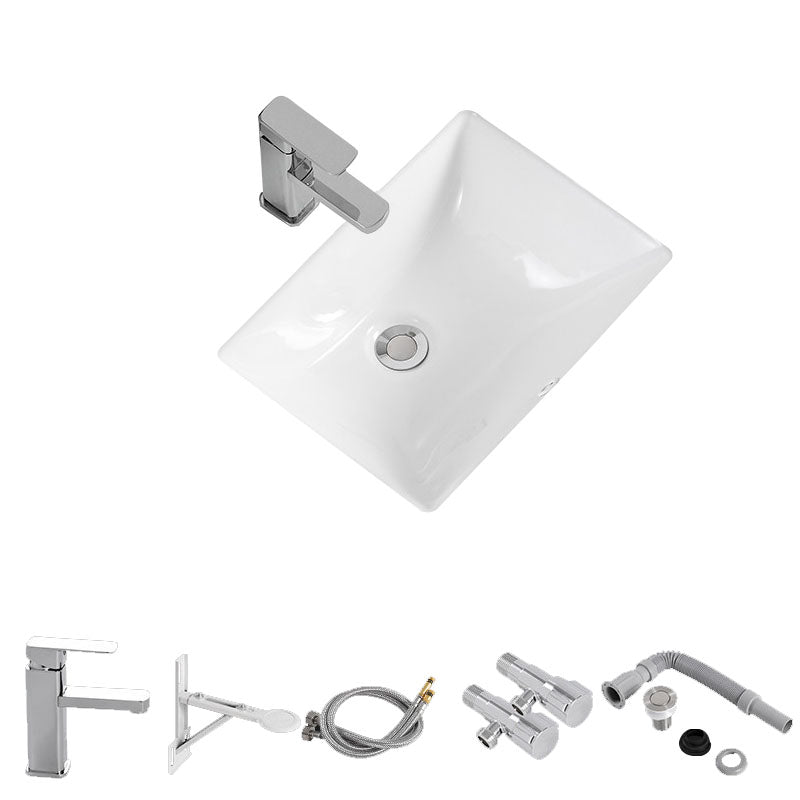 Modern Undermount Vanity Sink Porcelain Shut-Off Valve Included Bathroom Sink 18"L x 13"W x 7"H Sink with Faucet Clearhalo 'Bathroom Remodel & Bathroom Fixtures' 'Bathroom Sinks & Faucet Components' 'Bathroom Sinks' 'bathroom_sink' 'Home Improvement' 'home_improvement' 'home_improvement_bathroom_sink' 7362480